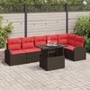 Sodo Sofų Rinkinys su pagalve 7 pcs Ruda ir raudona poliratanas