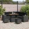 Sodo Sofų Rinkinys su pagalve 8 pcs Juoda poliratanas