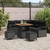 Sodo Sofų Rinkinys su pagalve su saugykla 8 pcs Juoda