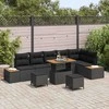 Sodo Sofų Rinkinys su pagalve 9 pcs Juoda Poli ratanas