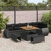 Sodo Sofų Rinkinys su pagalve 9 pcs Juoda Poli ratanas
