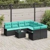 Sodo Sofų Rinkinys su pagalve 9 pcs Juoda poliratanas