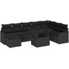 Sodo Sofų Rinkinys su pagalve 9 pcs Juoda Poli ratanas