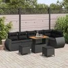 Sodo Sofų Rinkinys su pagalve 9 pcs Juoda Poli ratanas