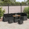 Sodo Sofų Rinkinys su pagalve su saugykla 9 pcs Juoda