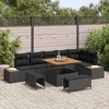 Sodo Sofų Rinkinys su pagalve 9 pcs Juoda Poli ratanas