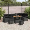 Sodo Sofų Rinkinys su pagalve su saugykla 9 pcs Juoda