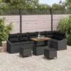 Sodo Sofų Rinkinys su pagalve 9 pcs Juoda Poli ratanas