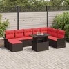 Sodo Sofų Rinkinys su pagalve 9 pcs Ruda Poli ratanas
