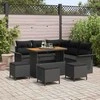 Sodo Sofų Rinkinys su pagalve su saugykla 9 pcs Juoda