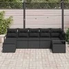 Sofos komplektas su pagalve su saugykla 7 pcs Juoda poliratanas