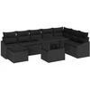 Sodo Sofų Rinkinys su pagalve su saugykla 9 pcs Juoda