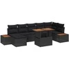Sodo Sofų Rinkinys su saugykla 8 pcs Juoda Poli ratanas
