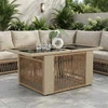 Sodo stalas Smėlio 100 x 55 x 37 cm PE Rattan ir Stiklas