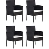 Lauko baldų komplektas Sodo valgomojo baldų komplektas, 5 dalių, juodos spalvos