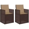 Sodo Valgomojo Kėdės 2 pcs Ruda ir taupe PP