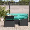 Sodo valgomojo komplektas 5 pcs Juoda ir žalsvai mėlyna