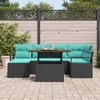Sodo valgomojo komplektas 7 pcs Juoda ir žalsvai mėlyna