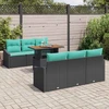 Sodo valgomojo komplektas 7 pcs Juoda ir žalsvai mėlyna