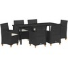 Sodo valgomojo komplektas 7 pcs Juoda poliratanas