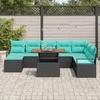 Sodo valgomojo komplektas 9 pcs Juoda ir žalsvai mėlyna
