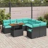 Sodo valgomojo komplektas 9 pcs Juoda ir žalsvai mėlyna