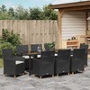 Sodo valgomojo komplektas 9 pcs Juoda poliratanas