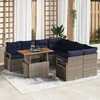 Sodo valgomojo komplektas 9 pcs Pilka ir tamsiai mėlyna