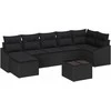 Sodo Sofų Rinkinys su pagalve 8 pcs Juoda poliratanas