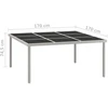 Sodo valgomojo stalas, 170x170x74,5cm, stiklas ir plienas