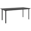 Sodo valgomojo stalas, juodas, 190x90x74cm, plienas ir stiklas
