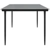 Sodo valgomojo stalas, juodas, 200x100x74cm, plienas ir grūdintas stiklas