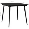 Sodo valgomojo stalas, juodas, 80x80x74cm, plienas ir stiklas