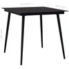 Sodo valgomojo stalas, juodas, 80x80x74cm, plienas ir stiklas