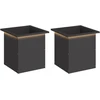 Sodo vazonas su LED 2 vnt. Juoda 40 x 40 x 40 cm Plienas