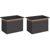 Sodo vazonas su LED 2 vnt. Juoda 40 x 60 x 40 cm Plienas