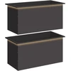 Sodo vazonas su LED 2 vnt. Juoda 50 x 100 x 48 cm Plienas