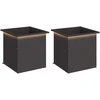 Sodo vazonas su LED 2 vnt. Juoda 50 x 50 x 48 cm Plienas