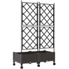 Sodo vazonas su treliu ir ratais 2 vnt. Ruda 80 x 40 x 131,5 cm