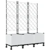 Sodo vazonas su treliu ir ratais 3 vnt. Balta 120 x 40 x 149 cm