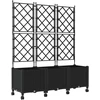 Sodo vazonas su treliu ir ratais 3 vnt. Juoda 120 x 40 x 149 cm