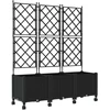 Sodo vazonas su treliu ir ratais 3 vnt. Juoda 120 x 40 x 149 cm