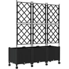 Sodo vazonas su treliu ir ratais 3 vnt. Juoda 120 x 40 x 149 cm