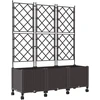 Sodo vazonas su treliu ir ratais 3 vnt. Ruda 120 x 40 x 149 cm