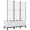 Sodo vazonas su treliu ir ratais 3 vnt. Balta 120 x 40 x 149 cm