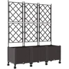 Sodo vazonas su treliu ir ratais 3 vnt. Ruda 120 x 40 x 149 cm