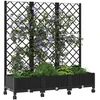 Sodo vazonas su treliu ir ratais Juoda 120 x 40 x 131,5 cm PP
