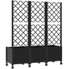 Sodo vazonas su treliu ir ratais Juoda 120 x 40 x 146 cm PP