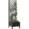 Sodo vazonas su treliu ir ratais Juoda 40 x 40 x 131,5 cm PP