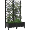 Sodo vazonas su treliu ir ratais Juoda 80 x 40 x 131,5 cm PP
